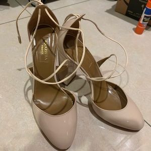 Aquazzura Firenze blush strappy heels (4 inch)